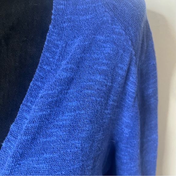 Eileen Fisher Blue Open Front Organic Linen Cotton Knit Cardigan Sweater Sz LP - Picture 5 of 8